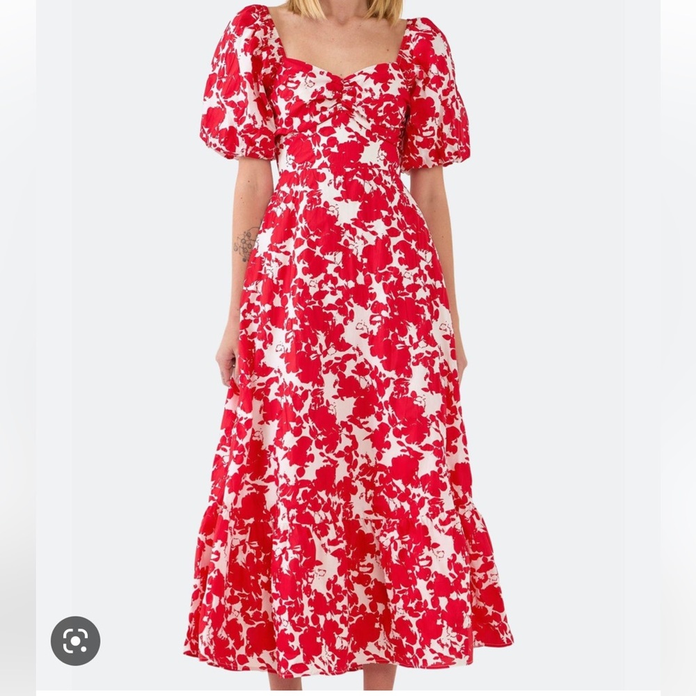 FREE THE ROSES RED FLORAL DRESS